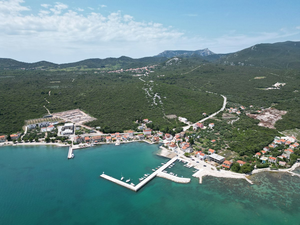 Aerial view of a village harbour on Pašman